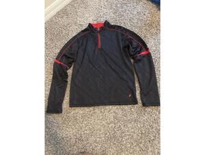 Asics Boys Large Black Red Long Sleeve Quarter Zip Pullover